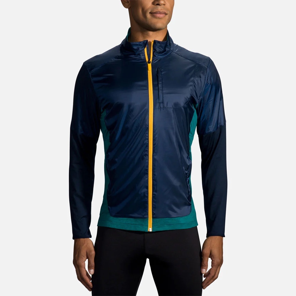 NWOT | Brooks Fusion Hybrid Weatherproof Jacket Men's Color Green/Blue Size S